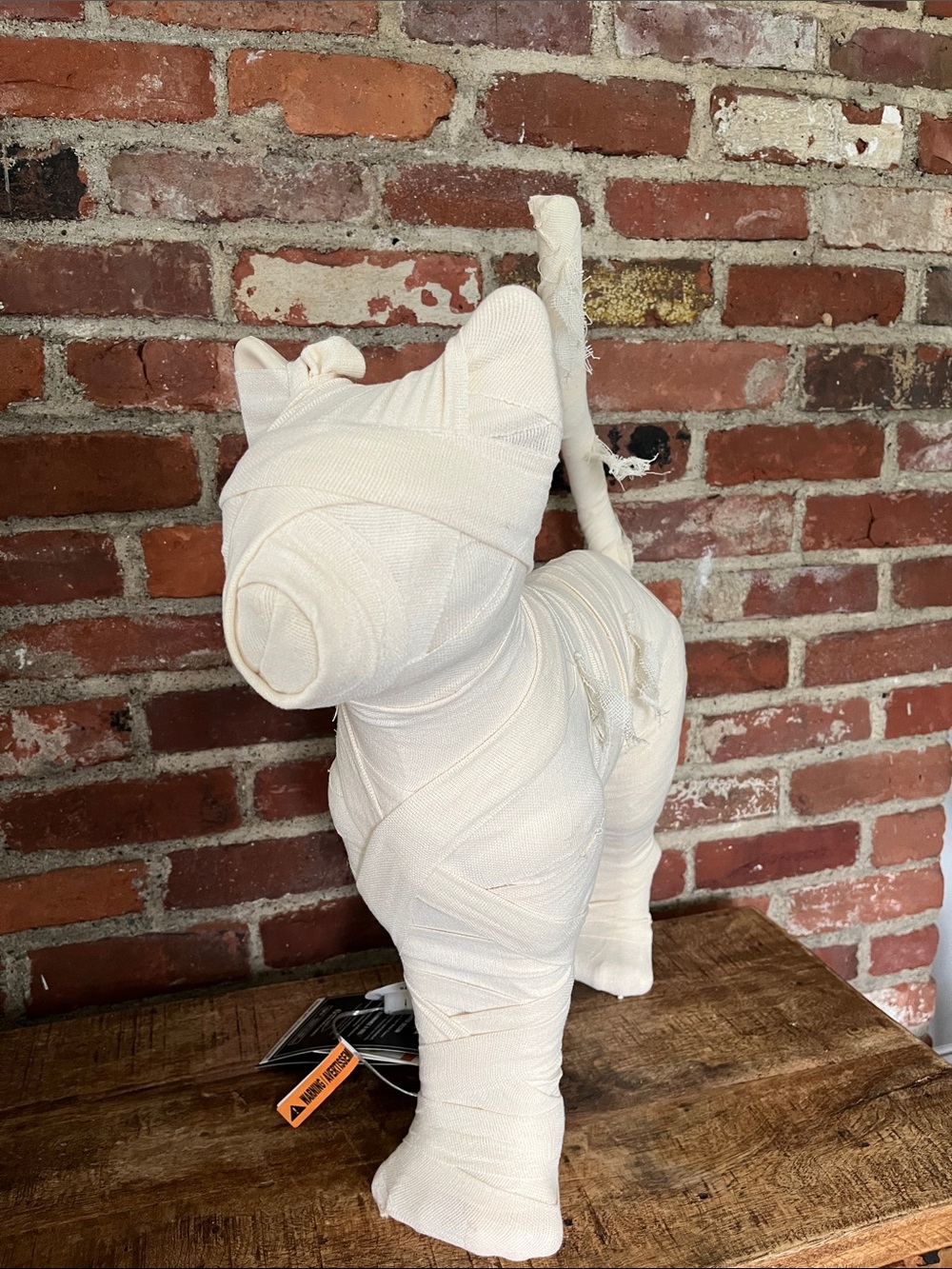 Martha Stewart, mummy cat Handcrafted Fabric-Wrapped Cat Figurine Cream